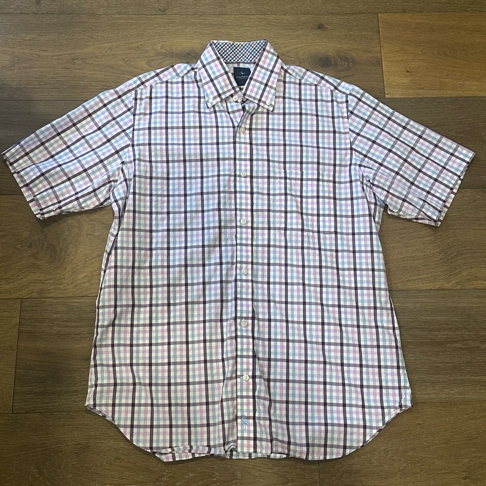 COPY - Tailorbyrd Shirt Button Down Short Sleeve Plaid Men’s Size Large